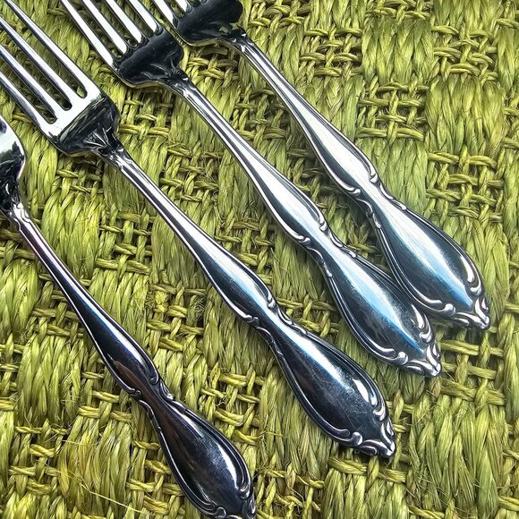 Oneida Strathmore Dinner Forks 7" stainless scrolls classic romantic timeless el - Picture 3 of 8